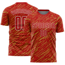 Загрузить изображение в средство просмотра галереи, Custom Red Old Gold-White Line Sports Sublimation Soccer Uniform Jersey
