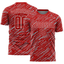 Загрузить изображение в средство просмотра галереи, Custom Red Gray-White Line Sports Sublimation Soccer Uniform Jersey
