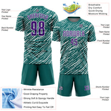 Загрузить изображение в средство просмотра галереи, Custom Teal Purple-White Line Sports Sublimation Soccer Uniform Jersey
