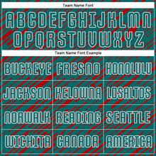 Загрузить изображение в средство просмотра галереи, Custom Teal Red-White Line Sports Sublimation Soccer Uniform Jersey
