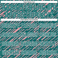 Laden Sie das Bild in den Galerie-Viewer, Custom Teal Medium Pink-White Line Sports Sublimation Soccer Uniform Jersey
