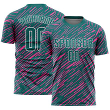 Загрузить изображение в средство просмотра галереи, Custom Teal Pink-White Line Sports Sublimation Soccer Uniform Jersey
