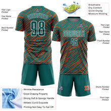 Загрузить изображение в средство просмотра галереи, Custom Teal Orange-White Line Sports Sublimation Soccer Uniform Jersey
