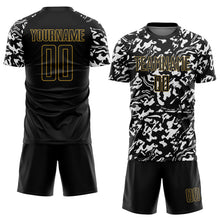 Load image into Gallery viewer, Custom Black Old Gold-White Liquid Fluid Pattern Sports Sublimation Soccer Uniform Jersey
