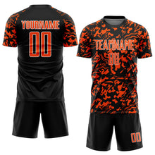Load image into Gallery viewer, Custom Black Orange-White Liquid Fluid Pattern Sports Sublimation Soccer Uniform Jersey
