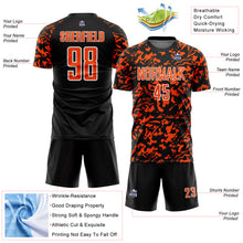 Load image into Gallery viewer, Custom Black Orange-White Liquid Fluid Pattern Sports Sublimation Soccer Uniform Jersey
