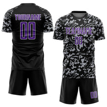 Load image into Gallery viewer, Custom Black Purple Gray-White Liquid Fluid Pattern Sports Sublimation Soccer Uniform Jersey
