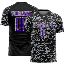 Load image into Gallery viewer, Custom Black Purple Gray-White Liquid Fluid Pattern Sports Sublimation Soccer Uniform Jersey
