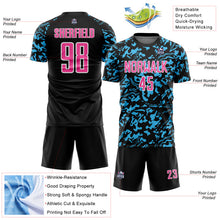 Load image into Gallery viewer, Custom Black Pink Sky Blue-White Liquid Fluid Pattern Sports Sublimation Soccer Uniform Jersey
