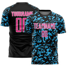 Load image into Gallery viewer, Custom Black Pink Sky Blue-White Liquid Fluid Pattern Sports Sublimation Soccer Uniform Jersey
