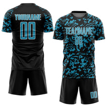 Charger l'image dans la galerie, Custom Black Panther Blue-White Liquid Fluid Pattern Sports Sublimation Soccer Uniform Jersey
