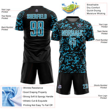 Charger l'image dans la galerie, Custom Black Panther Blue-White Liquid Fluid Pattern Sports Sublimation Soccer Uniform Jersey
