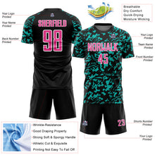 Load image into Gallery viewer, Custom Black Pink Aqua-White Liquid Fluid Pattern Sports Sublimation Soccer Uniform Jersey
