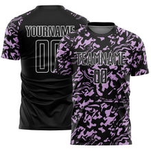Load image into Gallery viewer, Custom Black Light Purple-White Liquid Fluid Pattern Sports Sublimation Soccer Uniform Jersey
