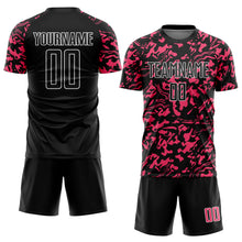 Load image into Gallery viewer, Custom Black Neon Pink-White Liquid Fluid Pattern Sports Sublimation Soccer Uniform Jersey
