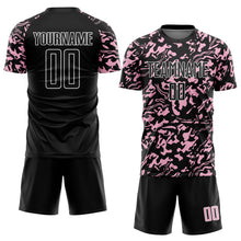 Charger l'image dans la galerie, Custom Black Light Pink-White Liquid Fluid Pattern Sports Sublimation Soccer Uniform Jersey
