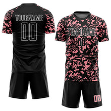 Load image into Gallery viewer, Custom Black Medium Pink-White Liquid Fluid Pattern Sports Sublimation Soccer Uniform Jersey
