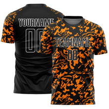 Charger l'image dans la galerie, Custom Black Bay Orange-White Liquid Fluid Pattern Sports Sublimation Soccer Uniform Jersey
