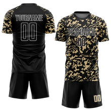 Загрузить изображение в средство просмотра галереи, Custom Black Vegas Gold-White Liquid Fluid Pattern Sports Sublimation Soccer Uniform Jersey
