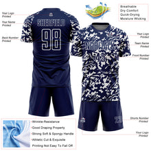Загрузить изображение в средство просмотра галереи, Custom Navy White Liquid Fluid Pattern Sports Sublimation Soccer Uniform Jersey
