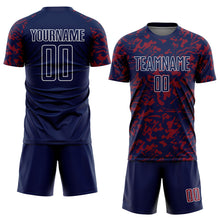 Load image into Gallery viewer, Custom Navy Crimson-White Liquid Fluid Pattern Sports Sublimation Soccer Uniform Jersey
