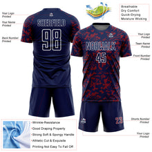 Load image into Gallery viewer, Custom Navy Crimson-White Liquid Fluid Pattern Sports Sublimation Soccer Uniform Jersey
