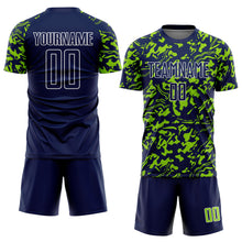 Load image into Gallery viewer, Custom Navy Neon Green-White Liquid Fluid Pattern Sports Sublimation Soccer Uniform Jersey
