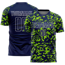 Load image into Gallery viewer, Custom Navy Neon Green-White Liquid Fluid Pattern Sports Sublimation Soccer Uniform Jersey
