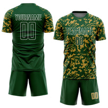 Load image into Gallery viewer, Custom Green Old Gold-White Liquid Fluid Pattern Sports Sublimation Soccer Uniform Jersey
