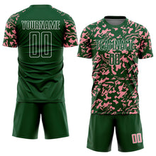 Load image into Gallery viewer, Custom Green Medium Pink-White Liquid Fluid Pattern Sports Sublimation Soccer Uniform Jersey
