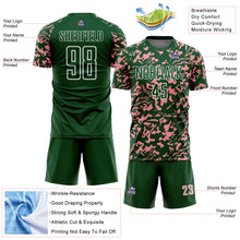 Load image into Gallery viewer, Custom Green Medium Pink-White Liquid Fluid Pattern Sports Sublimation Soccer Uniform Jersey
