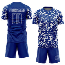 Load image into Gallery viewer, Custom Royal White Liquid Fluid Pattern Sports Sublimation Soccer Uniform Jersey
