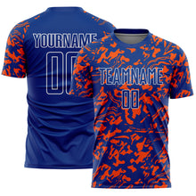 Загрузить изображение в средство просмотра галереи, Custom Royal Orange-White Liquid Fluid Pattern Sports Sublimation Soccer Uniform Jersey
