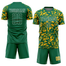 Load image into Gallery viewer, Custom Kelly Green Gold-White Liquid Fluid Pattern Sports Sublimation Soccer Uniform Jersey
