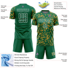 Load image into Gallery viewer, Custom Kelly Green Old Gold-White Liquid Fluid Pattern Sports Sublimation Soccer Uniform Jersey
