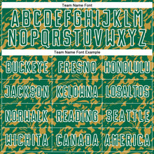 Load image into Gallery viewer, Custom Kelly Green Old Gold-White Liquid Fluid Pattern Sports Sublimation Soccer Uniform Jersey
