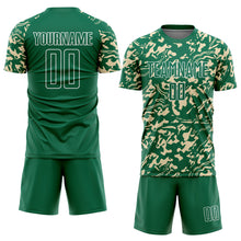 Load image into Gallery viewer, Custom Kelly Green Cream-White Liquid Fluid Pattern Sports Sublimation Soccer Uniform Jersey
