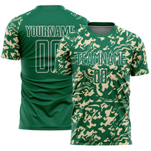 Load image into Gallery viewer, Custom Kelly Green Cream-White Liquid Fluid Pattern Sports Sublimation Soccer Uniform Jersey

