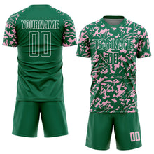 Load image into Gallery viewer, Custom Kelly Green Light Pink-White Liquid Fluid Pattern Sports Sublimation Soccer Uniform Jersey
