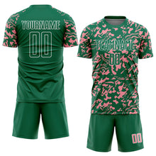 Load image into Gallery viewer, Custom Kelly Green Medium Pink-White Liquid Fluid Pattern Sports Sublimation Soccer Uniform Jersey

