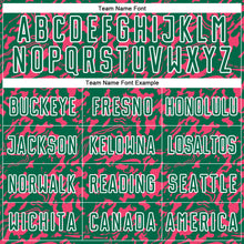 Load image into Gallery viewer, Custom Kelly Green Neon Pink-White Liquid Fluid Pattern Sports Sublimation Soccer Uniform Jersey
