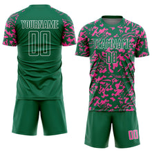 Load image into Gallery viewer, Custom Kelly Green Pink-White Liquid Fluid Pattern Sports Sublimation Soccer Uniform Jersey
