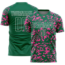 Load image into Gallery viewer, Custom Kelly Green Pink-White Liquid Fluid Pattern Sports Sublimation Soccer Uniform Jersey
