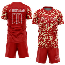 Load image into Gallery viewer, Custom Red Cream-White Liquid Fluid Pattern Sports Sublimation Soccer Uniform Jersey
