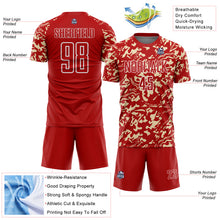 Load image into Gallery viewer, Custom Red Cream-White Liquid Fluid Pattern Sports Sublimation Soccer Uniform Jersey
