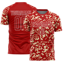 Load image into Gallery viewer, Custom Red Cream-White Liquid Fluid Pattern Sports Sublimation Soccer Uniform Jersey
