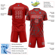Load image into Gallery viewer, Custom Red Steel Gray-White Liquid Fluid Pattern Sports Sublimation Soccer Uniform Jersey
