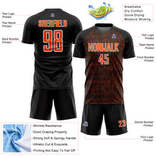 Load image into Gallery viewer, Custom Black Orange-White Abstract Scribble Curve Line Pattern Sports Sublimation Soccer Uniform Jersey
