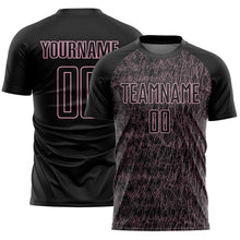 Load image into Gallery viewer, Custom Black Light Pink Abstract Scribble Curve Line Pattern Sports Sublimation Soccer Uniform Jersey
