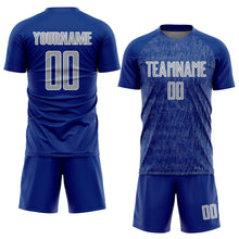 Charger l'image dans la galerie, Custom Royal Gray-White Abstract Scribble Curve Line Pattern Sports Sublimation Soccer Uniform Jersey

